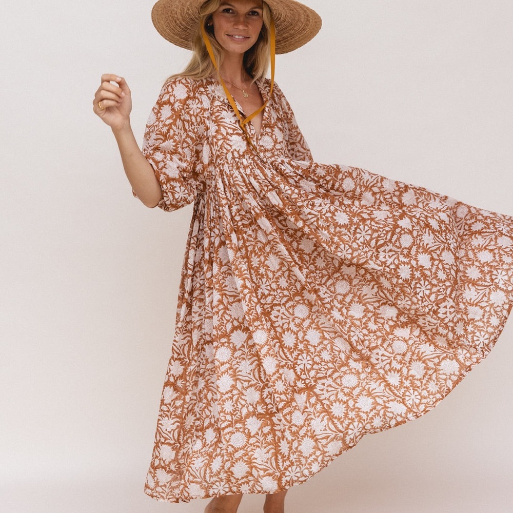 Daughters of India Kyra Midi Dress in Caramel